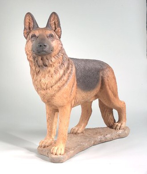 German Shepherd realistic finished dog statue Cement Life Size Heavy